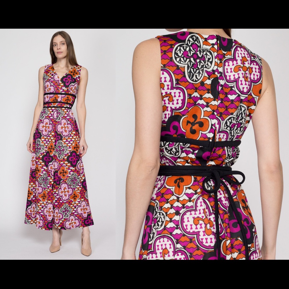 Vintage, Vibrant Multicolor Sleeveless Maxi Dress in Pucci-Esque style.